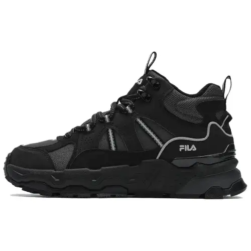 FILA TREK 1S MID WE Abrasion Resistant Height Increasing Mid top Chunky Sneakers Women's Black