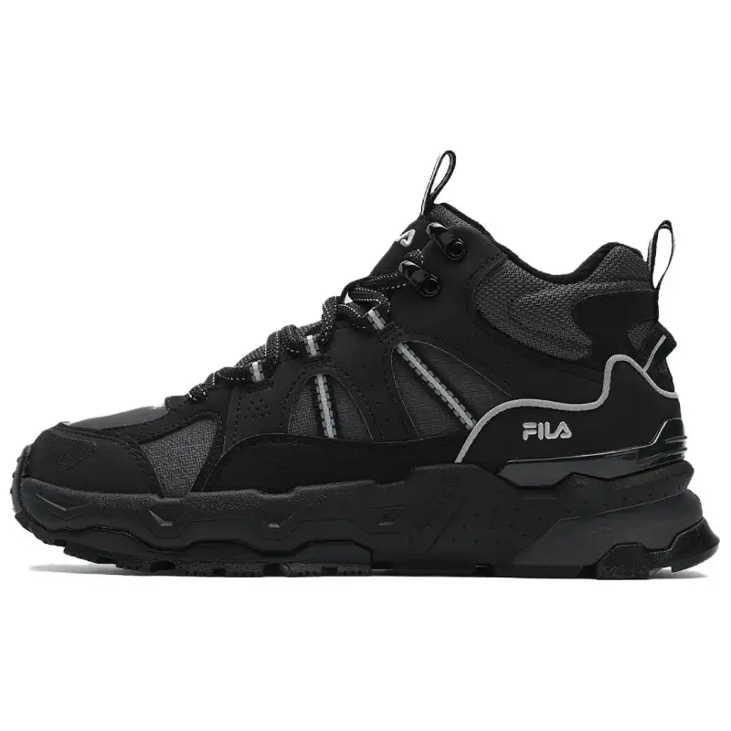 FILA TREK 1S MID WE Abrasion Resistant Height Increasing Mid top Chunky Sneakers Women's Black