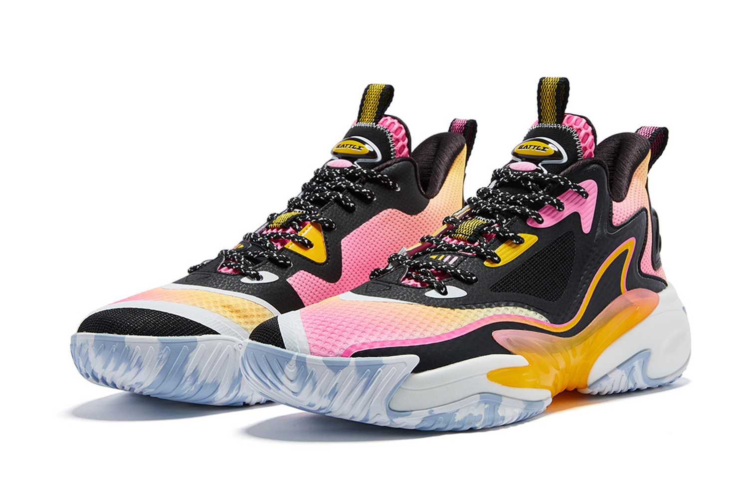 QIAODAN Titan 3 Slip Resistant Abrasion Resistant Mid top Basketball Shoes Men’s Pink Black Orange