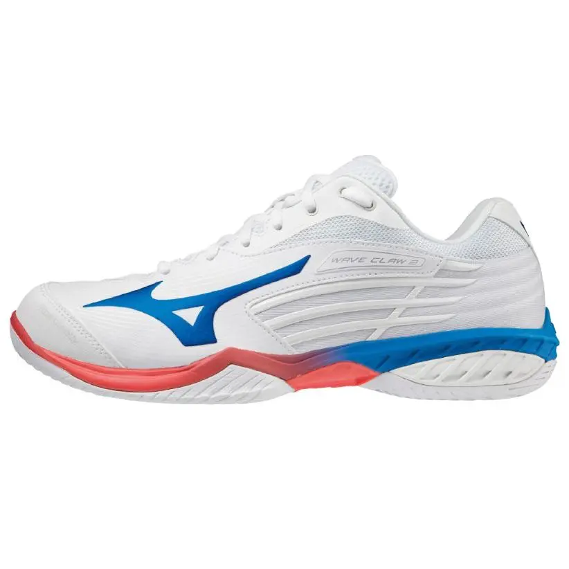 Mizuno Wave Claw 2 Cushioning, Wear Resistant Low top Badminton Shoes Unisex White Blue