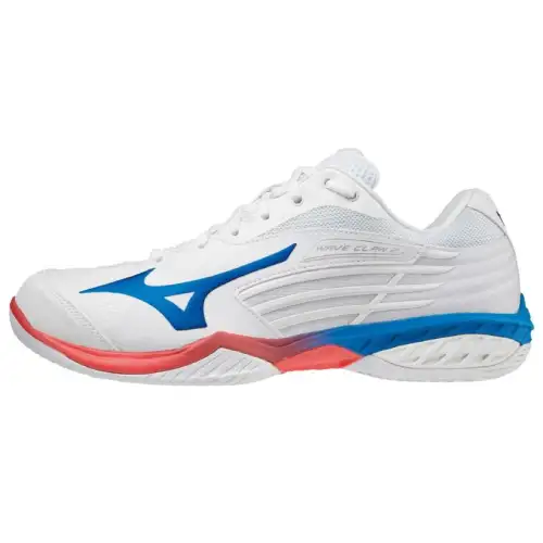 Mizuno Wave Claw 2 Cushioning, Wear Resistant Low top Badminton Shoes Unisex White Blue
