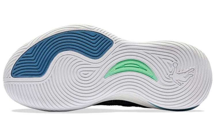 QIAODAN Cushioning Slip Resistant Abrasion Resistant Mid top Basketball Shoes Men’s Black Blue Green