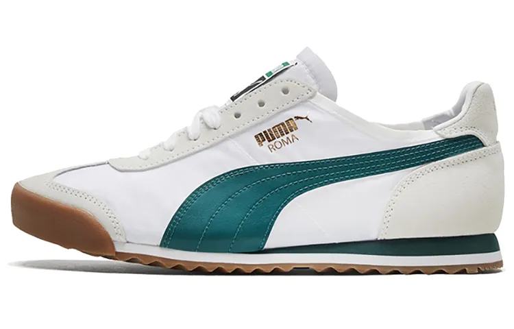 PUMA Roma OG Nylon Cushioning Abrasion Resistant Lightweight Low top Training Shoes Unisex White Green