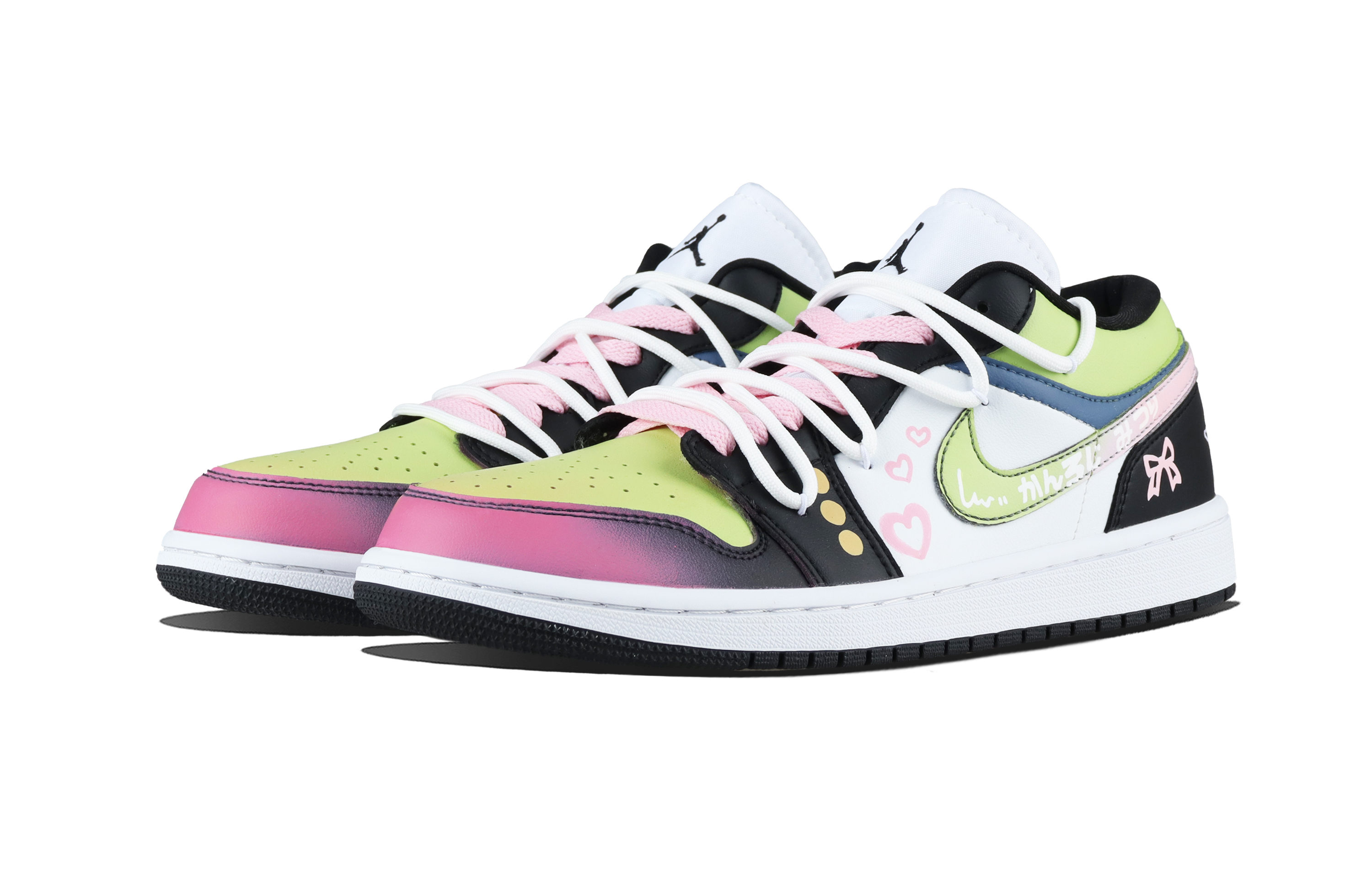 Jordan Air Jordan 1 Mitsuri Kanroji Low top Vintage Basketball Shoes Unisex Pink Green