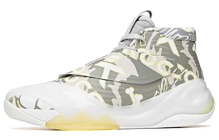 Anta KT6 Cushioning Coverage Support High top Basketball Shoes Men's Gray White Yellow