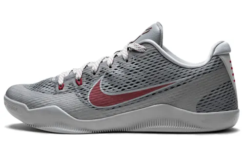 Nike Kobe 11 Lower Merion Kobe round toe lace-up fabric shock-absorbing and non-slip low-top practical basketball shoes men's gray red