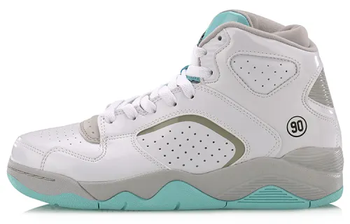 Li Ning Retro 90 II Basketball Shoes Women's High Top White/Blue