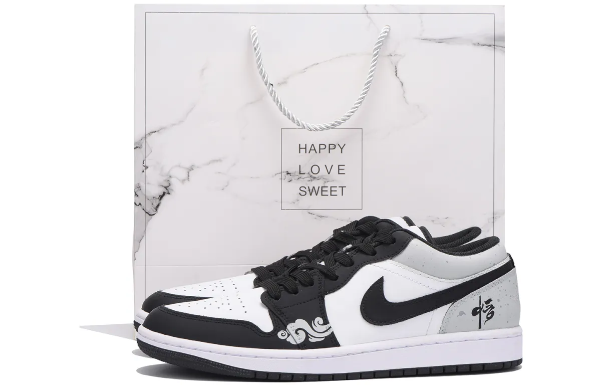 Jordan Air Jordan 1 Slip Resistant Low top Vintage Basketball Shoes Men's Black Gray