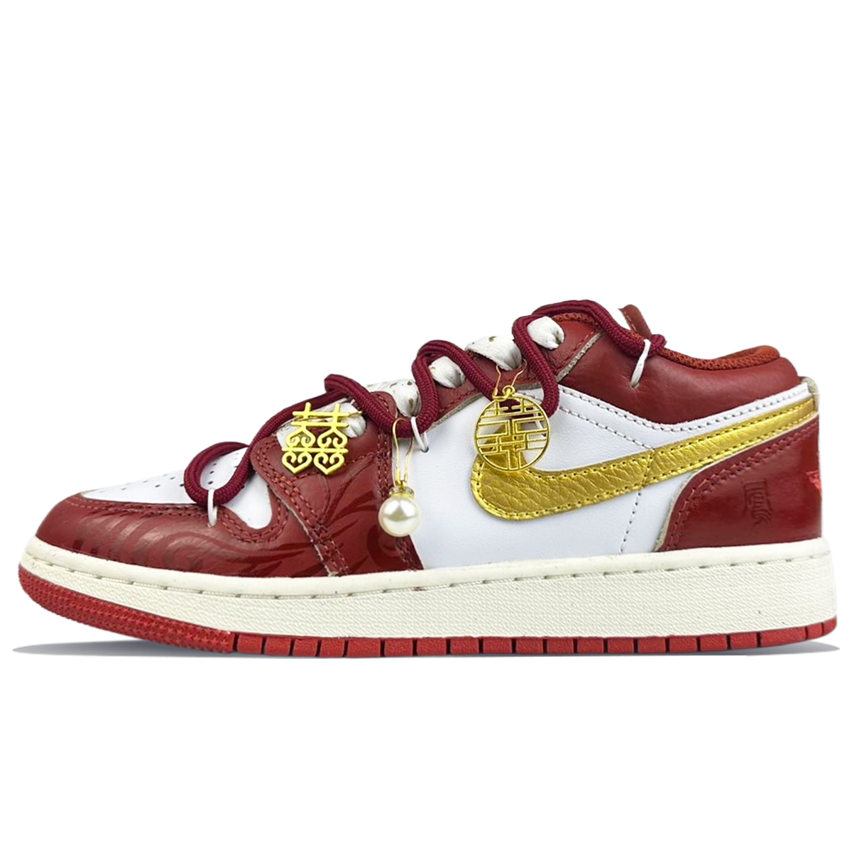 Jordan Air Jordan 1 Abrasion Resistant Abrasion Resistant Low top Vintage Basketball Shoes GS White Red