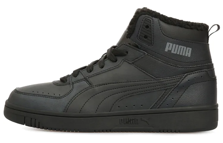 PUMA Rebound Joy Fur Comfortable Round Toe Cushioning Abrasion Resistant High top Basketball Shoes Unisex Black