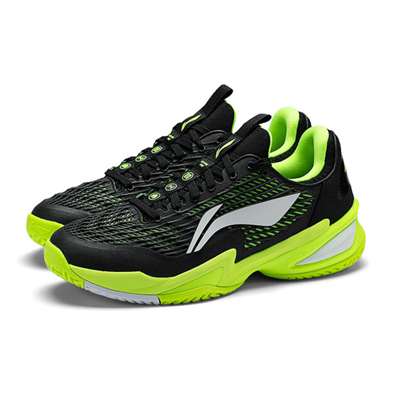 Li Ning Abrasion Resistant Support Rebound Abrasion Resistant Support Rebound Low top Tennis Shoes Unisex Black Green