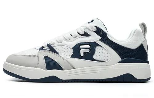 FILA FUSION Smash Leather Low top Vintage Basketball Shoes Men's White Blue