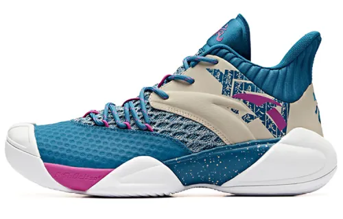 Anta ENDLESS FIRE Cushioning Slip Resistant Abrasion Resistant Mid top Basketball Shoes Men's Blue Purple Gray