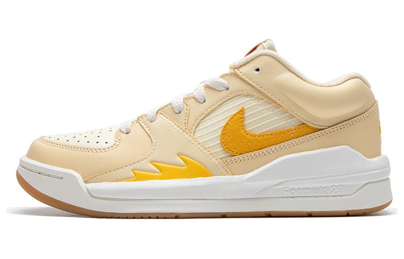 Jordan Stadium 90 round toe lace-up shock-absorbing and wear-resistant mid-top Nike Air basketball shoes women's light yellow