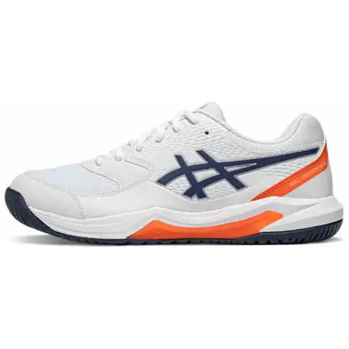 ASICS Gel Dedicate 8 Slip Resistant Low top Tennis Shoes Men's White Blue Orange