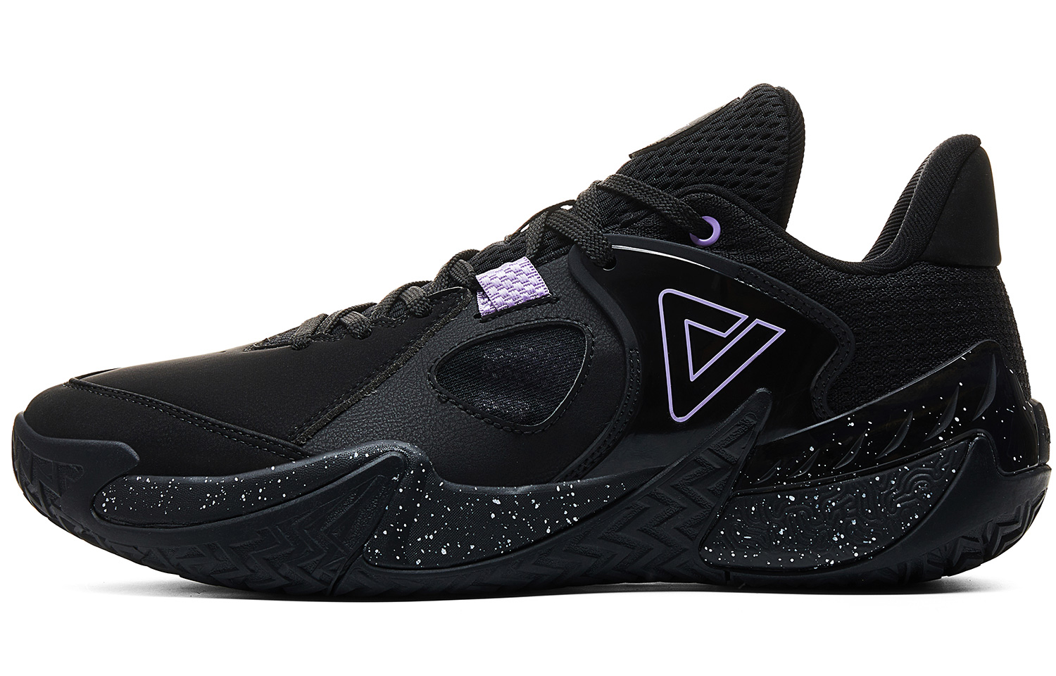 Peak Outfield Overlord V1 Leather Mesh, Double Density, Outfield Shock Absorbing Shoes, Breathable, Non-Slip and Wear-Resistant, Low-top Practical Basketball Shoes, Men's Black