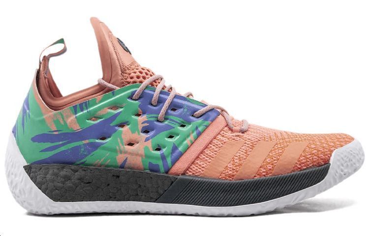 Мужские кроссовки adidas Harden Vol.2 (розово-зеленые) — 牛奶珊瑚粉/亮白/高光绿 — фото 2