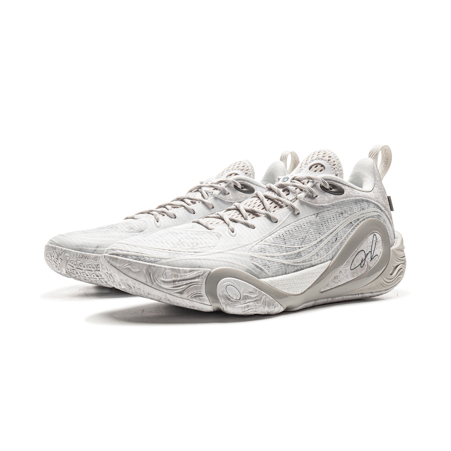 Li Ning DLO1 Cushioning Low top Basketball Shoes Men’s White Gray