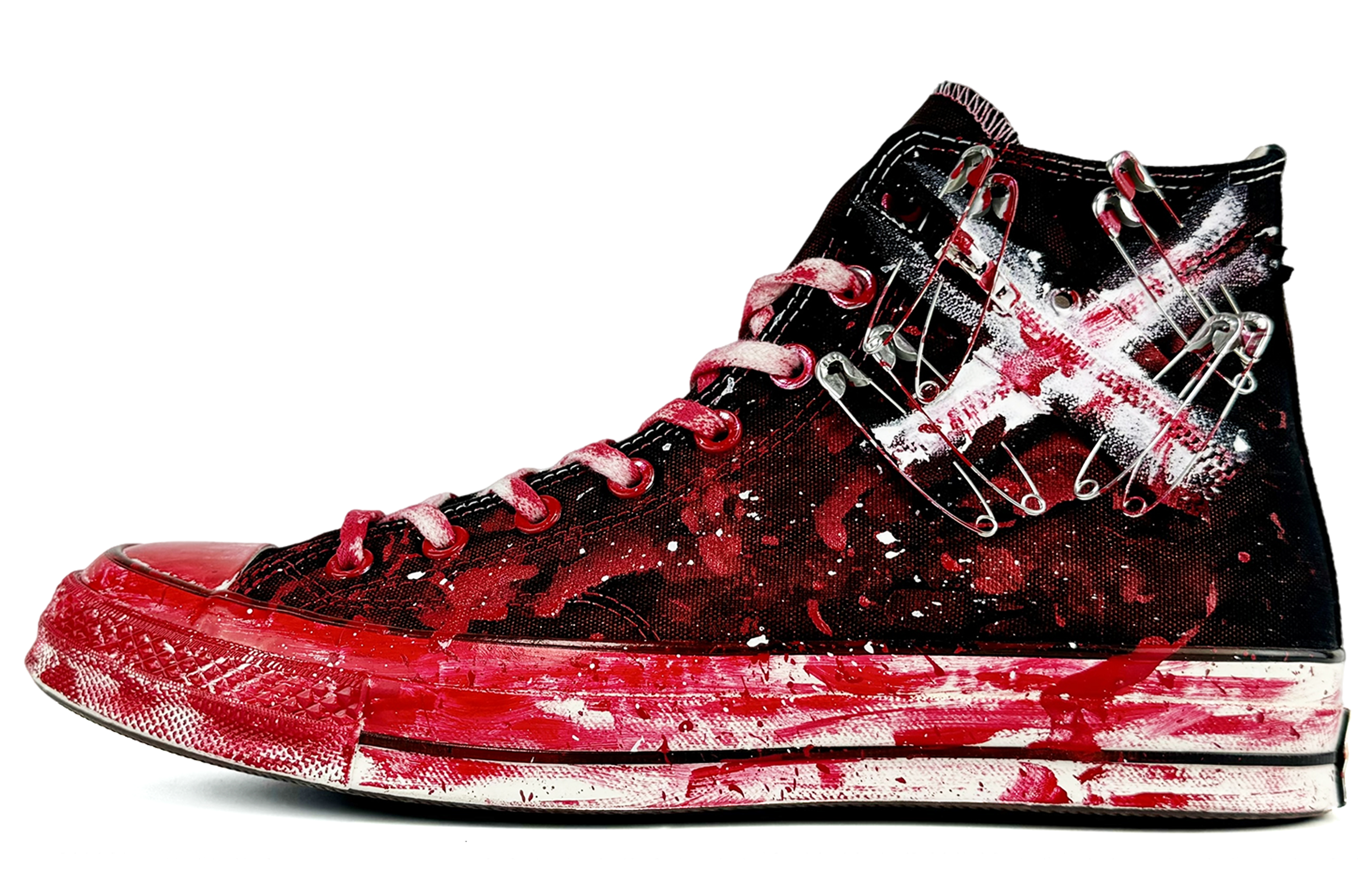 Converse 1970s Suixin, Size 7 Crime Scene Abrasion Resistant Slip Resistant High top Canvas Shoes Unisex Black Red