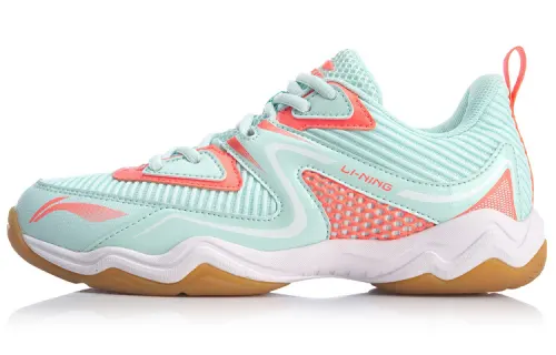 Li Ning Sound Waves Badminton Shoes Women's Low Top Green Orange