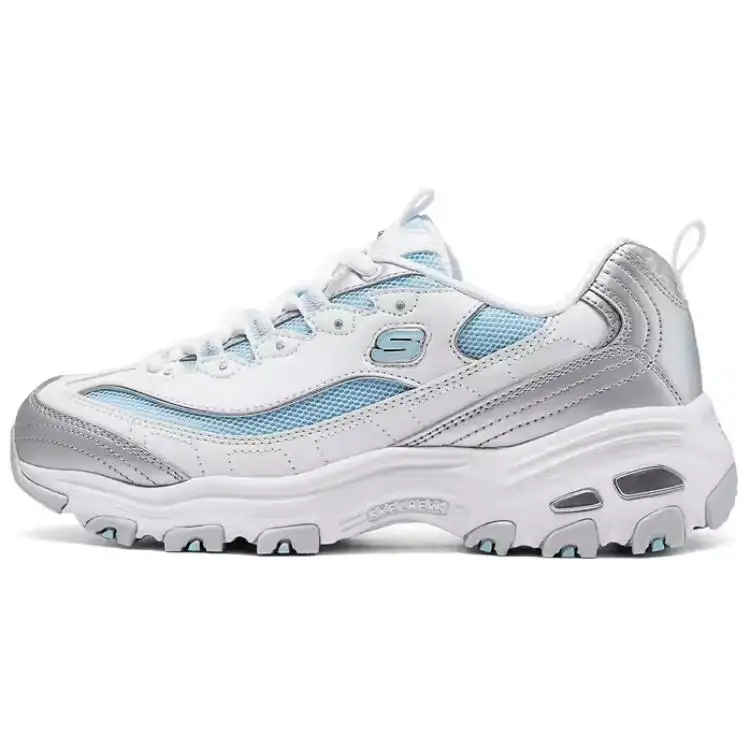 Skechers D'Lites 1.0 Breathable Low top Chunky Sneakers Women's Silver White