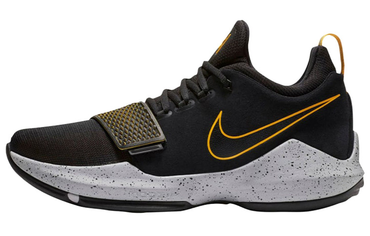 Nike PG 1 Black University Gold round toe lace-up non-slip lightweight low-top practical basketball shoes men's university gold