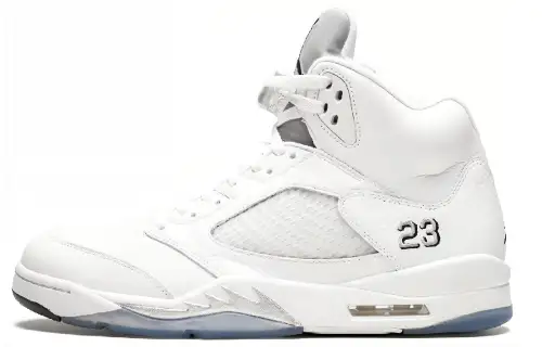Jordan Air Jordan 5 retro metallic white trendy high-top retro basketball shoes men's white 2015 version