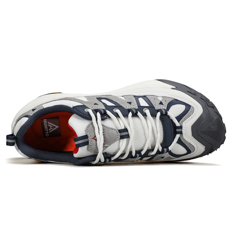 HUMTTO Cushioning Slip Resistant Coverage Low top Hiking Shoes Men’s White Dark Blue