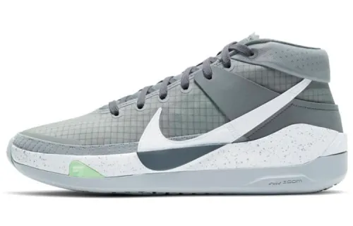 Nike KD 13 Durant round toe lace-up mid-cut practical basketball shoes for men and women, gray and white, foreign version