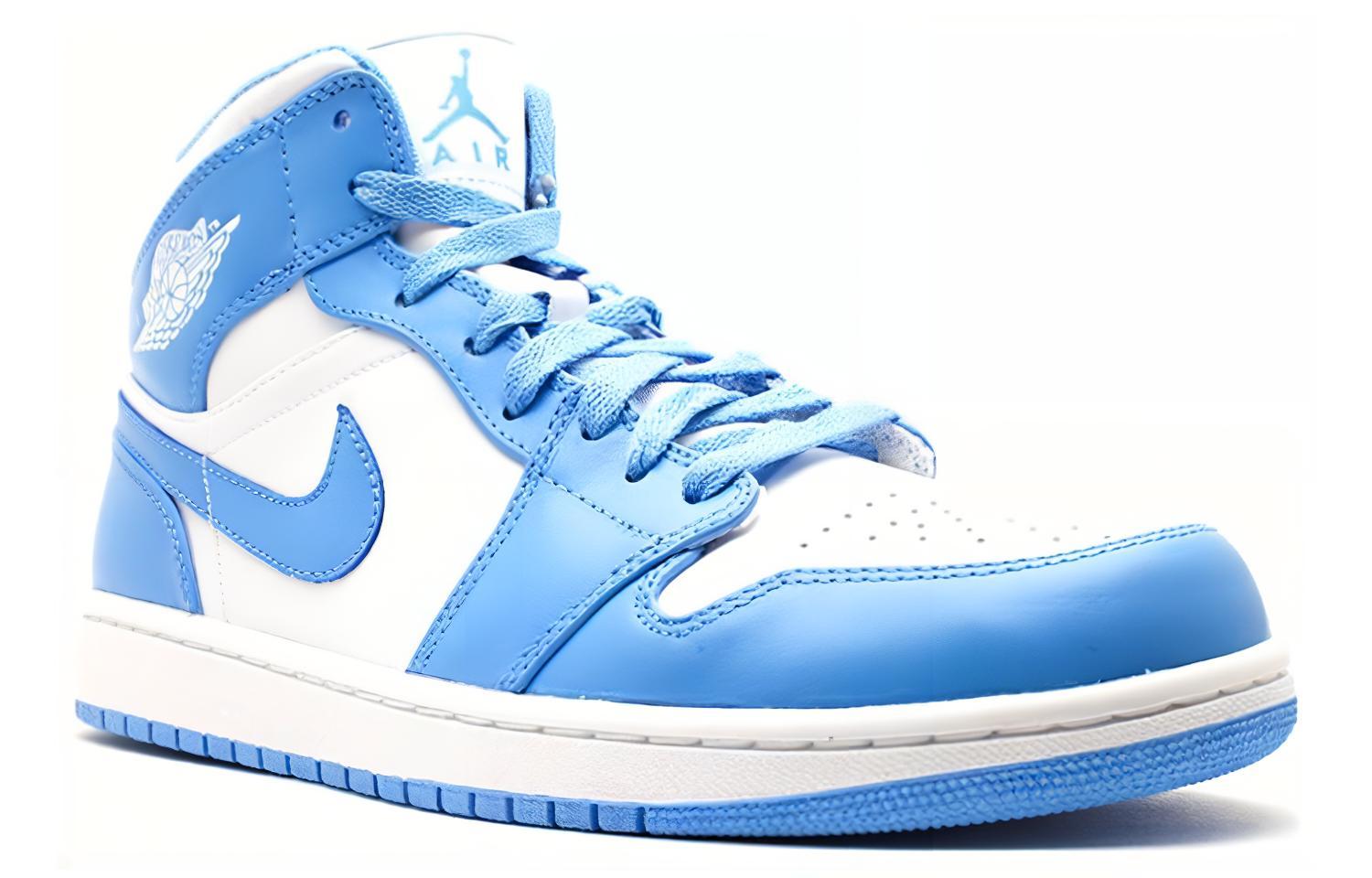 Мужские кроссовки Jordan Air Jordan 1 Retro Mid (белые) — 白/大学蓝/白 — фото 3