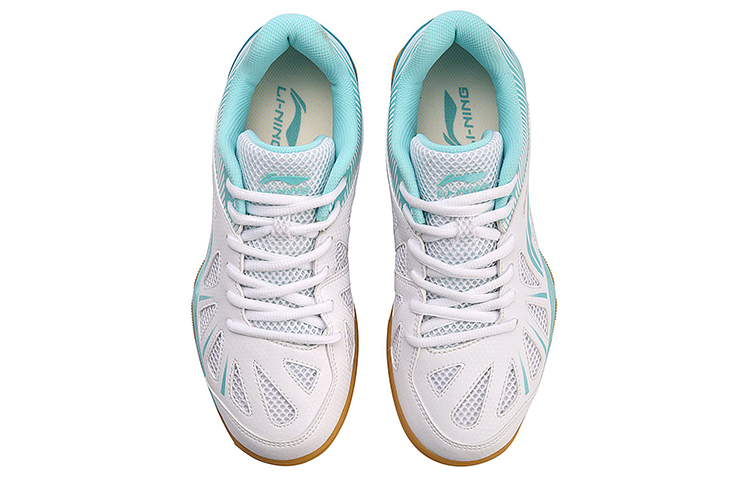 Li Ning Storage Textile, Synthetic Leather Cushioning Support Balance Low top Training Shoes Women’s White Blue