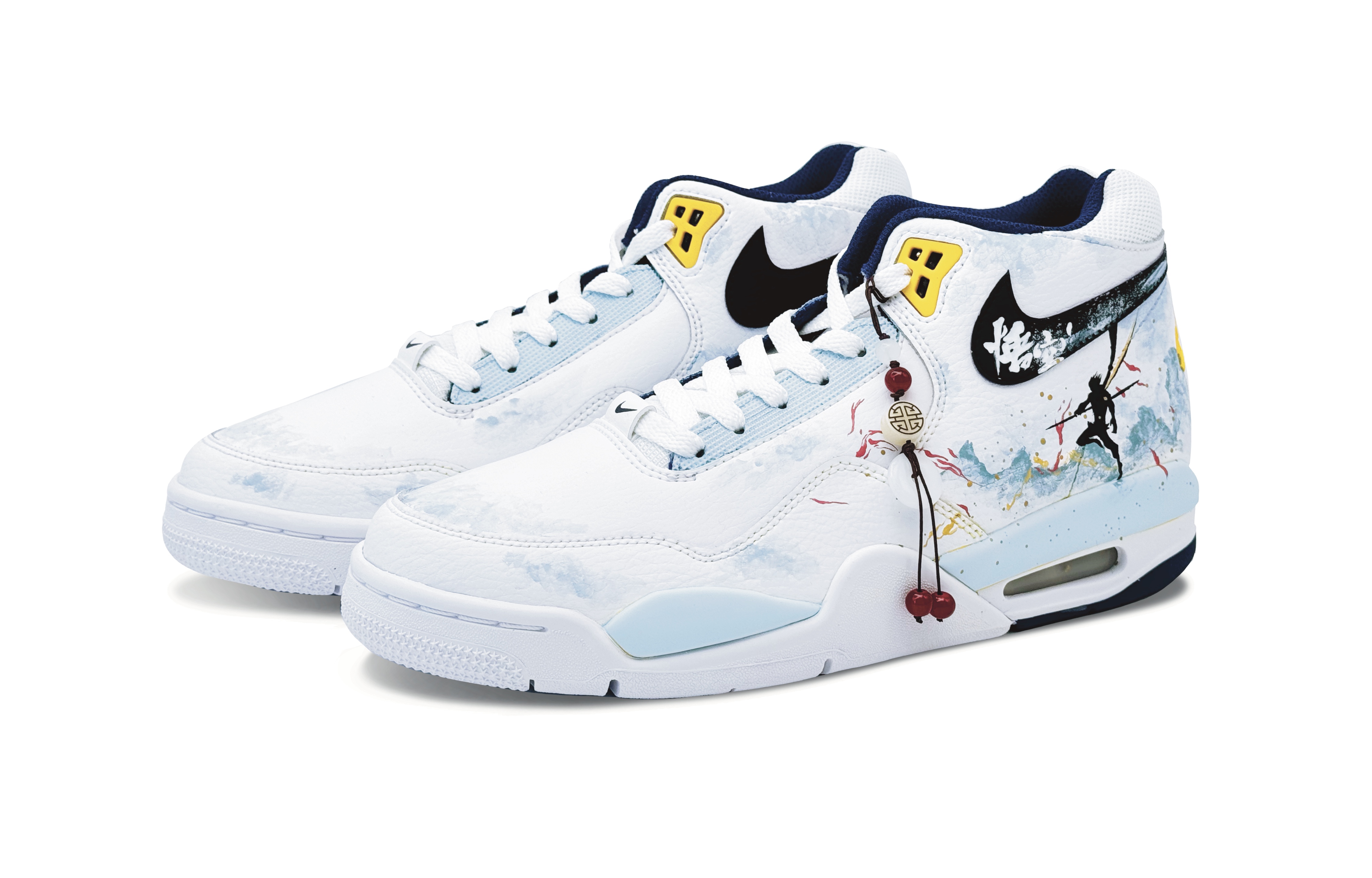 Nike Flight Legacy Slip Resistant Abrasion Resistant Mid top Vintage Basketball Shoes Men’s Blue Black