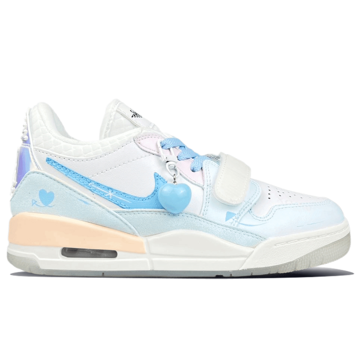 Jordan Legacy 312 Slip Resistant Abrasion Resistant Mid top Vintage Basketball Shoes Unisex Pink Blue White