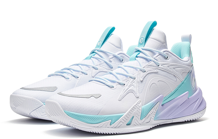 XTEP Abrasion Resistant Breathable Slip Resistant Low top Basketball Shoes Men’s White Purple