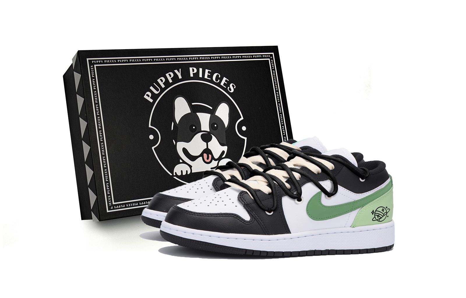 Jordan Air Jordan 1 Slip Resistant Abrasion Resistant Low top Vintage Basketball Shoes Men’s Black White Green