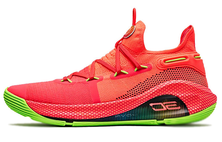 Under Armour Curry 6 Roaracle Under Armor Curry 6 Practical Breathable Lightweight Mid-top Basketball Shoes Men's Red Green