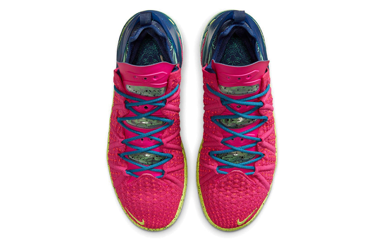 Мужские кроссовки Nike Lebron 18 (розово-желто-синие) — фото 4