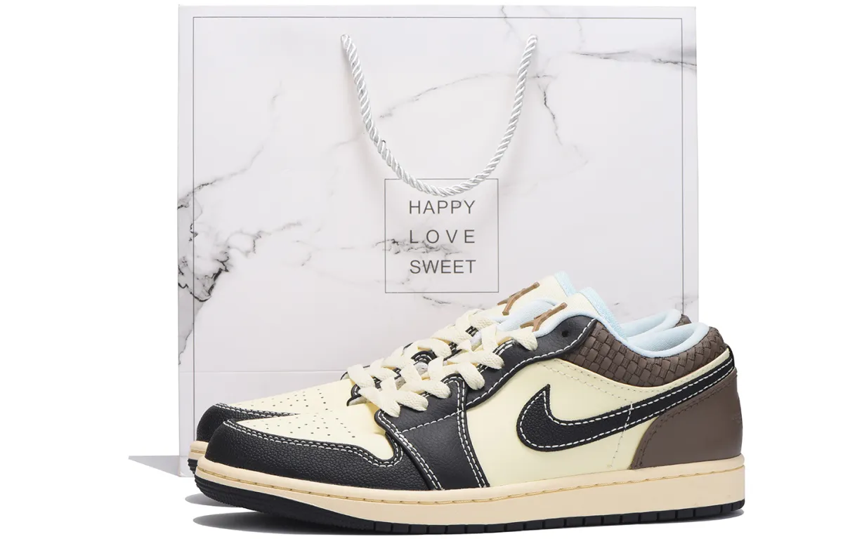 Jordan Air Jordan 1 Slip Resistant Low top Vintage Basketball Shoes Men's Black White