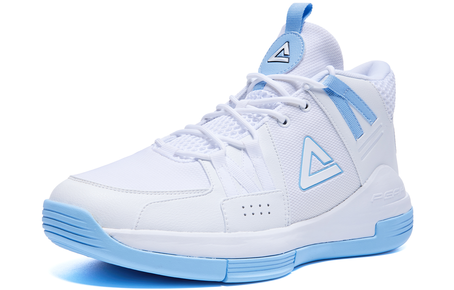 PEAK Textile, Leather Cushioning Slip Resistant Abrasion Resistant Coverage Support High top Basketball Shoes Men’s