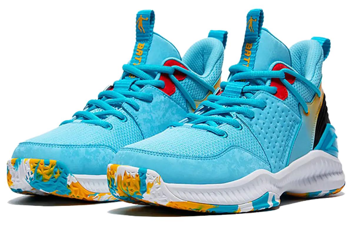 QIAODAN Cushioning Abrasion Resistant Slip Resistant Lightweight Low top Basketball Shoes Men’s Sky Blue