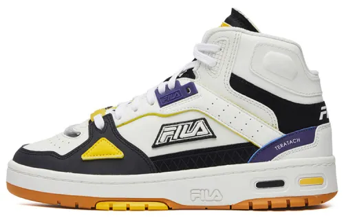FILA FUSION Teratach Textile, Synthetic Leather Mid top Vintage Basketball Shoes Women's White Black