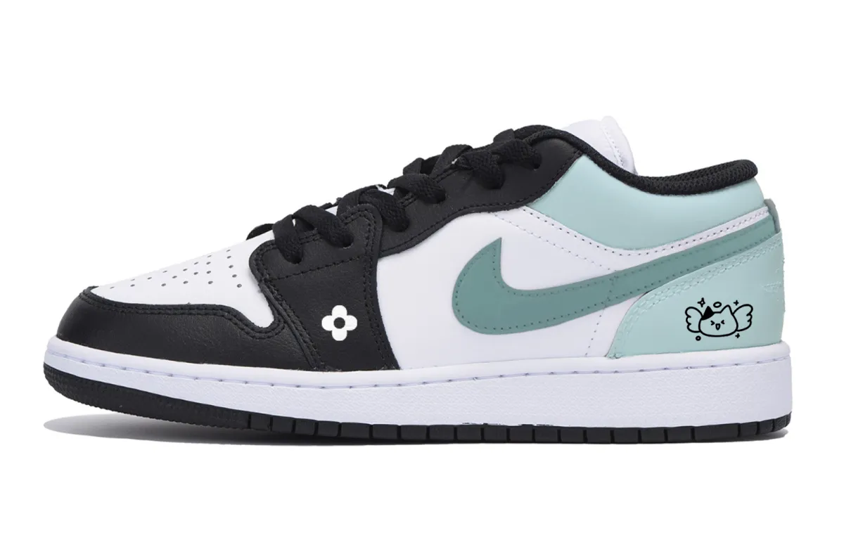 Jordan Air Jordan 1 Urban Chic Style Vintage Low top Vintage Basketball Shoes Men's White Tiffany