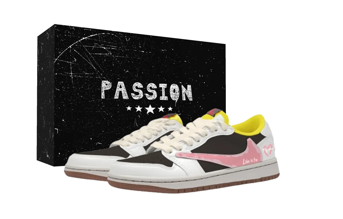 Travis Scott x Jordan Air Jordan 1 Black White Travis Scott X AJ1 Low top Vintage Basketball Shoes Unisex