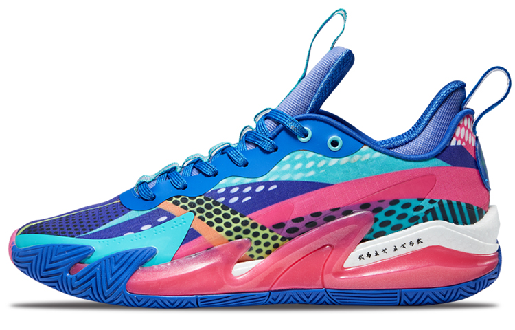 RIGORER Stop Ge 1.0 Cushioning Slip Resistant Abrasion Resistant Low top Basketball Shoes Unisex Blue Pink