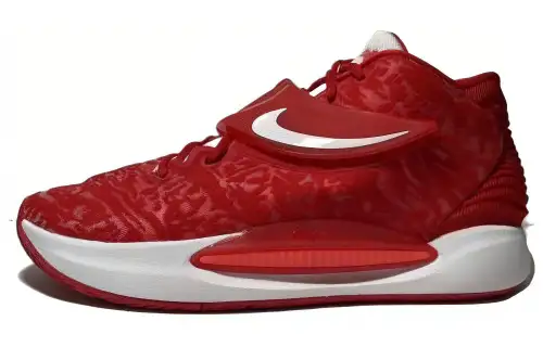 Nike KD 14 TB Durant 14 round toe lace-up fabric leather shock-absorbing, non-slip and wear-resistant mid-top basketball shoes for men and women, red