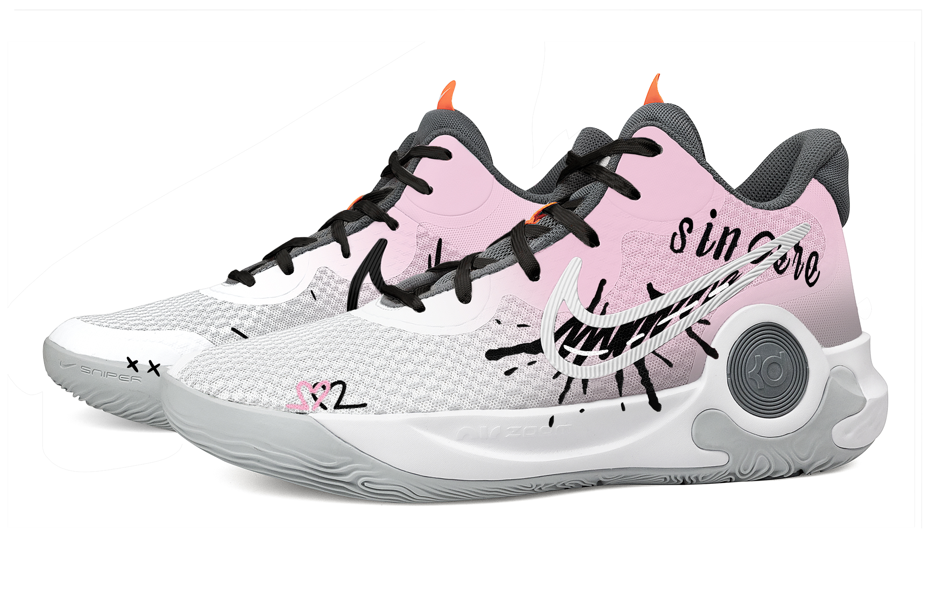 Nike KD Trey 5 IX Pear Blossom Snow Poem Slip Resistant Abrasion Resistant Mid top Basketball Shoes Unisex Pink White