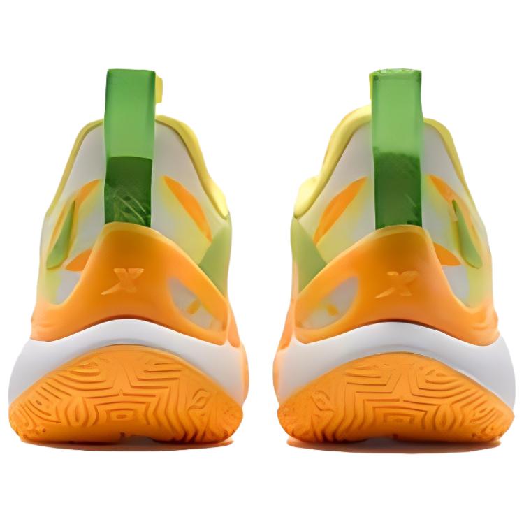 XTEP Wear resistant And Lightweight Low top Rotation Systems Basketball Shoes Men’s Orange Green White