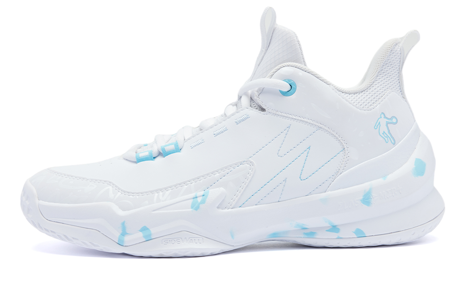 QIAODAN Cushioning Abrasion Resistant Cushioning, Wear Resistant Mid top Basketball Shoes Men’s White Blue