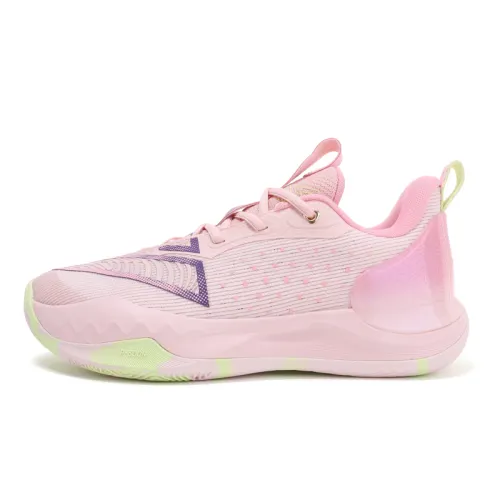 Peak State Maximum Triangle 4.0 Cherry Blossom Color Color Shaped Carburized Nylon Propulsion Plate Shock Absorbing Anti-Slip Wear Resistant Rebound Low-top Practical Basketball Shoes Women's Pollen