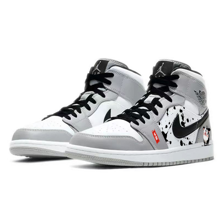 Jordan Air Jordan 1 Cushioning Slip Resistant Abrasion Resistant Mid top Vintage Basketball Shoes Men’s Smoke Gray